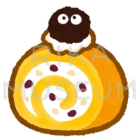 ハロウィンの美味しそうなかぼちゃのロールケーキのイラスト