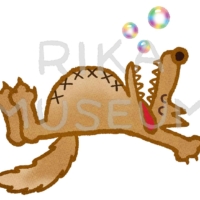 Sleeping wolf グリム童話の赤ずきんで寝ている間にお腹を縫われた狼のイラスト