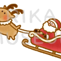 サンタクロースが乗った橇を引くトナカイのイラスト