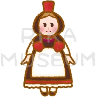 Costume of The Little Red Riding Hood("Salad fair" in Schwalmstadt(Hesse, Germany) ドイツのシュヴァルムシュタットの赤ずきんの民族衣装のイラスト
