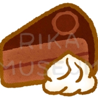 Sacher cake with whipped cream 生クリームを添えた美味しそうなザッハトルテのイラスト