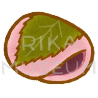 Rice cake with sweet red bean paste wrapped in a pickled cherry leaf 関東風の長命寺の桜餅のイラスト