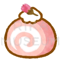 Cake roll made with sakura(cherry blossom) powder 桜ロールのイラスト