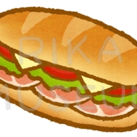 ハムとトマトとチーズのサンドウィッチのイラスト