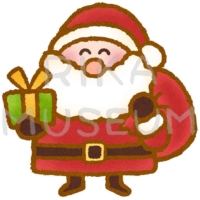 プレゼントを持って微笑むサンタクロースのイラスト