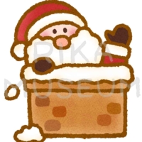 煙突に入ろうとしているサンタクロースのイラスト