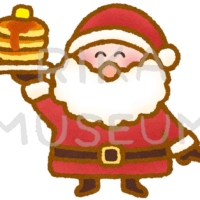 パンケーキを持っているサンタクロースのイラスト