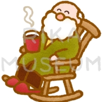 ロッキングチェアに座っているサンタクロースのイラスト