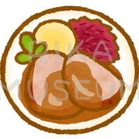 Roast pork ドイツのバイエルン地方の郷土料理であるシュヴァイネブラーテンのイラスト