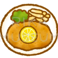 Pork cutlet ドイツ風の豚肉の薄切り肉のカツレツであるシュヴァイネシュニッツェルのイラスト