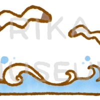 Seagull 海の波とカモメのイラスト