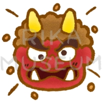 節分で、豆を投げつけられている鬼のイラスト