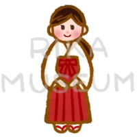 日本の神社の巫女さんのイラスト