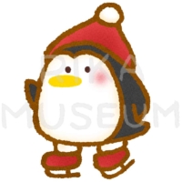 スケートをする可愛いペンギンのイラスト