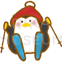 スキーをするペンギンのイラスト
