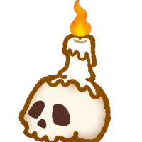 頭蓋骨とロウソクのイラスト