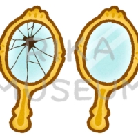 割れた手鏡のイラスト