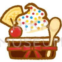 チェリーが乗った美味しそうなソフトクリームのイラスト