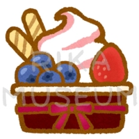苺とブルーベリーが乗ったソフトクリームのイラスト