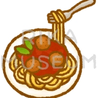 美味しそうなミートボールスパゲッティのイラスト