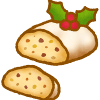 クリスマスの美味しそうなシュトレンのイラスト