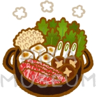 Japanese hotpot of meat and vegetables すき焼きのイラスト