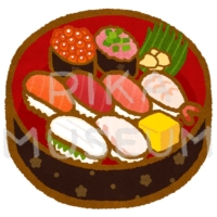 寿司桶に入った寿司のイラスト