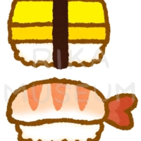 Egg and shrimp 玉子と海老の寿司のイラスト