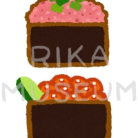 Minced tuna and salmon roe ネギトロといくらの軍艦巻きのイラスト