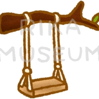 太い木の枝に付けられたブランコのイラスト