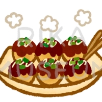 Fried dough balls containing pieces of octopus たこ焼きのイラスト