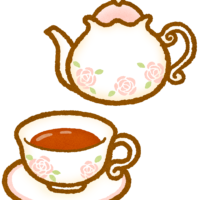 美味しそうで優雅なティーセットのイラスト