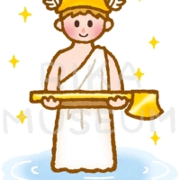 イソップ物語の金の斧に出てくるヘルメス神のイラスト