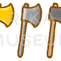 イソップ物語の金の斧と銀の斧のイラスト