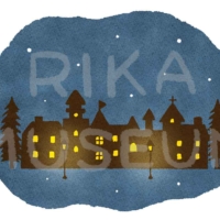 冬の夜の街並みのイラスト