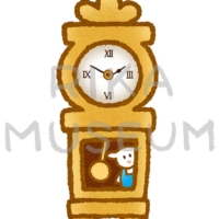 Little goat hiding in the big clock 時計の中に隠れた子ヤギのイラスト