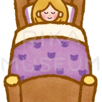 童話の3匹の熊の中でベッドで寝る女の子のイラスト