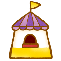 遊園地の可愛いチケット売り場のテントのイラスト