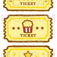 遊園地と手品のチケットのイラスト