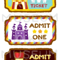 バラエティ豊かな遊園地のチケットのイラスト