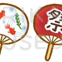 Paper fan 金魚のうちわのイラスト