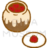 Salted Japanese apricot in a pot 壺に入った梅干しのイラスト