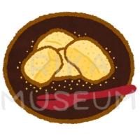 Japanese desert with jelly like texture, usually served with soybean powder and black syrup わらび餅のイラスト