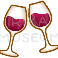 Wine glasses 赤ワインで乾杯するグラスのイラスト