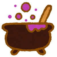 魔女の薬が煮え立つ大鍋のイラスト