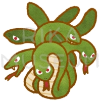 Big snake with eight heads and eight tails ヤマタノオロチのイラスト