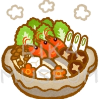 Seafood and vegetables hotpot 寄せ鍋のイラスト