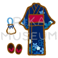 Japanese summer kimono for women 女性用の浴衣のイラスト