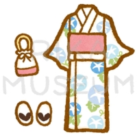 Japanese summer kimono for women 女性用の浴衣のイラスト