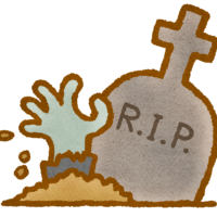 お墓から出て来るゾンビのイラスト